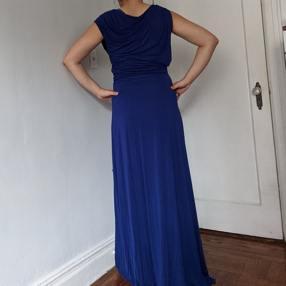 Vivienne Tam Blue Jersey Asymmetrical Maxi Dress - Picture 5 of 5